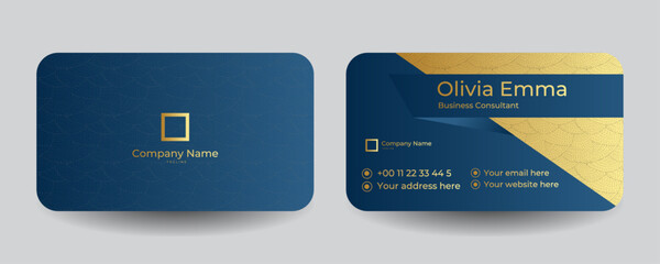 Modern creative and clean blue gold business card design template