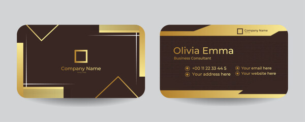 Brown and golden business card design template