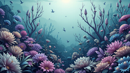 Fototapeta premium Algae plan aesthetic recolorable vector element