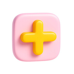 Fototapeta premium 3D Plus Symbol Icon in Pink Background 