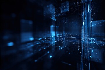 Abstract dark blue futuristic digital grid  background. High quality