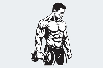 muscle dumbbell silhouette  Vector