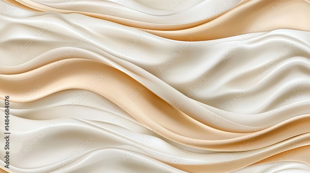Aufkleber soft flowing fabric background with cream and beige waves for elegant design projects