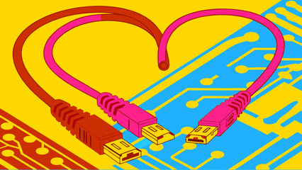Ethernet Cables on Circuit Board Art