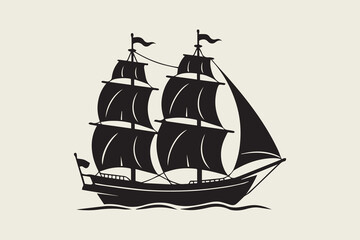 sailing ship silhouette  Vector