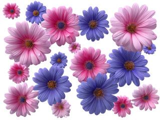 Fototapeta premium Pink and Purple Flower Arrangement on Transparent Background, PNG
