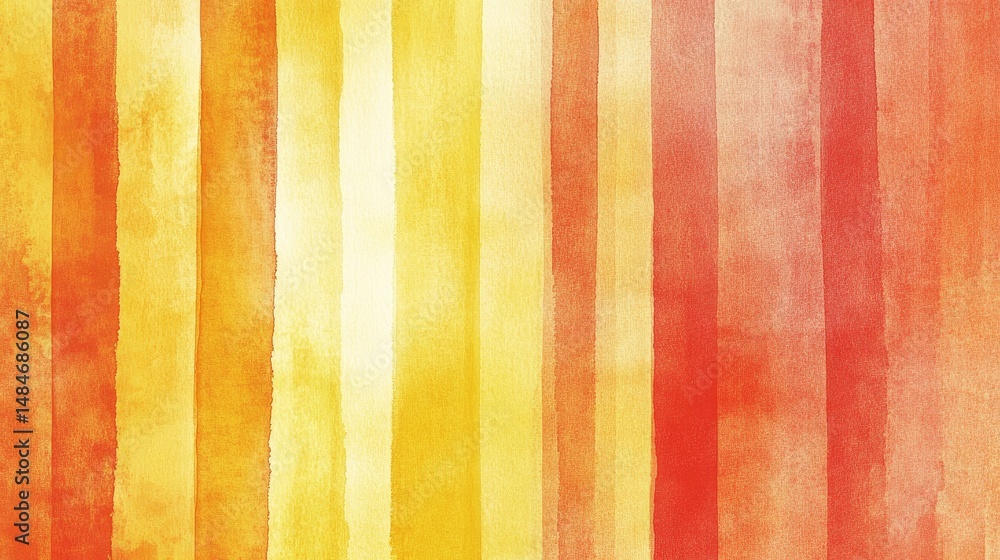 Poster abstract watercolor background featuring vibrant red. yellow. and orange vertical stripes. creating 