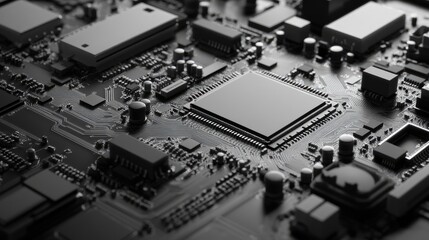 Close-up view of computer memory modules on a circuit board. illuminated by warm light. showcasing intricate electronic components and connections. ideal for tech-related content