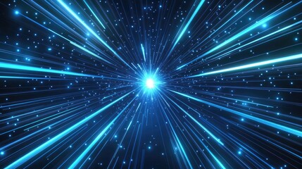 A mesmerizing digital landscape showcasing flowing blue light trails representing data transmission. set against a dark background. ideal for technology-themed projects