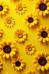 Intricate sunflower pattern on warm yellow background Perfect autumnal wallpaper , wallpaper, golden, sunflower