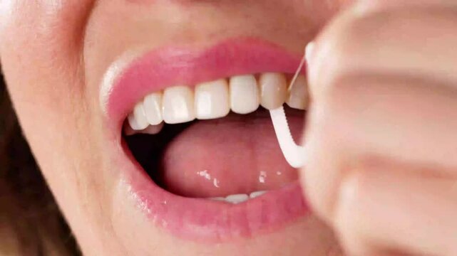 Woman's Hand Cleaning Teeth