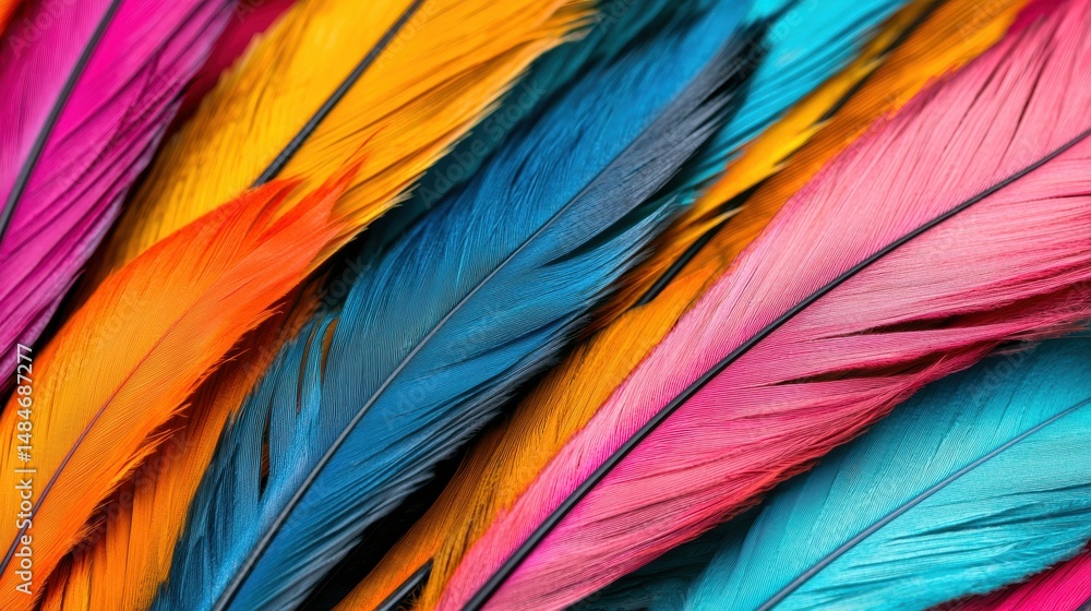 Poster a vibrant display of multicolored feathers.