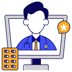 A unique design icon of online doctor