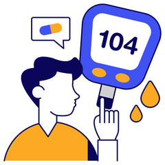 Sugar test machine icon, flat design of glucometer