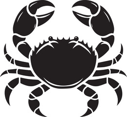 Crab Black Silhouette Vector, Sea Animal Clipart & Coastal Graphic Design