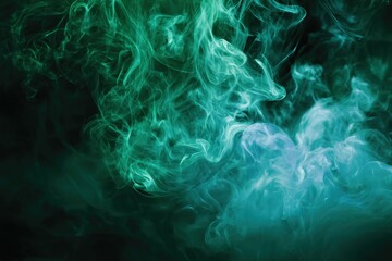 Obraz premium Swirling green and blue smoke creating a mystical atmosphere.