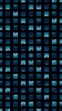 Futuristic Geometric Grid Pattern Loop, Neon Blue Square Border Overlay