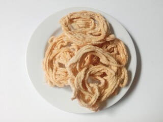 kerupuk mie bulat or round noodle crackers. Medan crackers. round noodle crackers are crackers made...