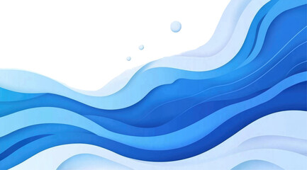 Abstract blue wave design; layered, flowing lines create a dynamic water effect.  Bubbles add depth