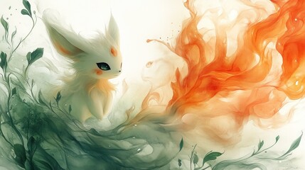 Cute creature amidst ethereal smoke