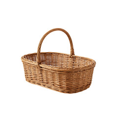 Obraz premium Wicker basket with handle isolated on black background