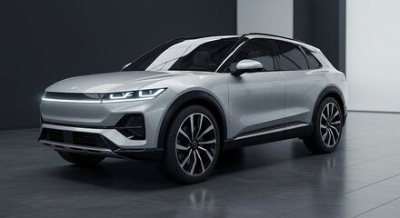 Modern Silver Suv in Studio Setting Clean Automotive Design