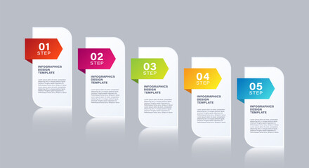 Steps Business Infographic Elements For Presentation Slides. Five Options Or Processes With Space For Text