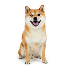smiling shiba inu dog isolated on white