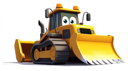 Cartoon bulldozer with friendly eyes