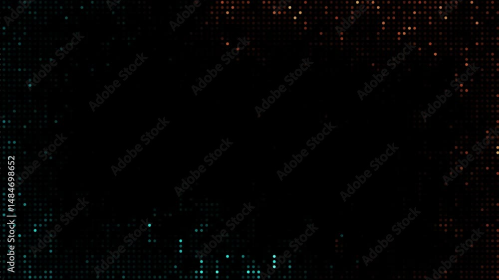 Poster golden cyan rotating fire dot frame animation: 4k loop