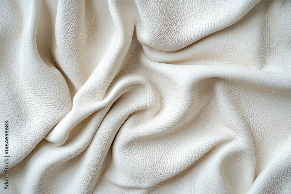 Poster close-up view of a textured. cream-colored leather tufted surface. showcasing its intricate patterns