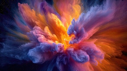 A vibrant abstract composition featuring swirling wisps of smoke in hues of blue and red, set against a deep black background.