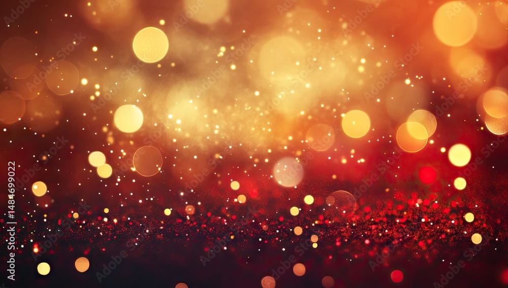 Poster a festive background filled with shimmering golden and red bokeh lights. creating a warm and invitin
