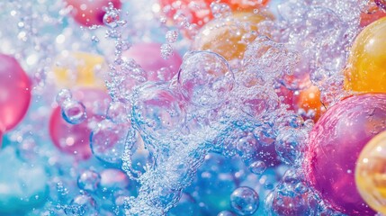 A vibrant assortment of water balloons in various shades of blue,