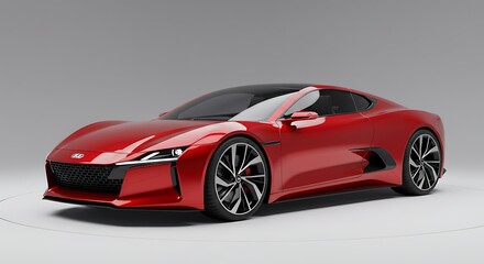 Red Sportscar on Display Sleek Automotive Design Concept