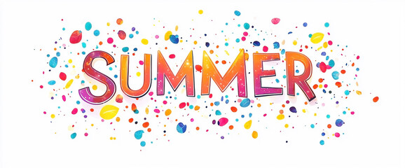 Festive summertime celebration illustration with colorful confetti explosions