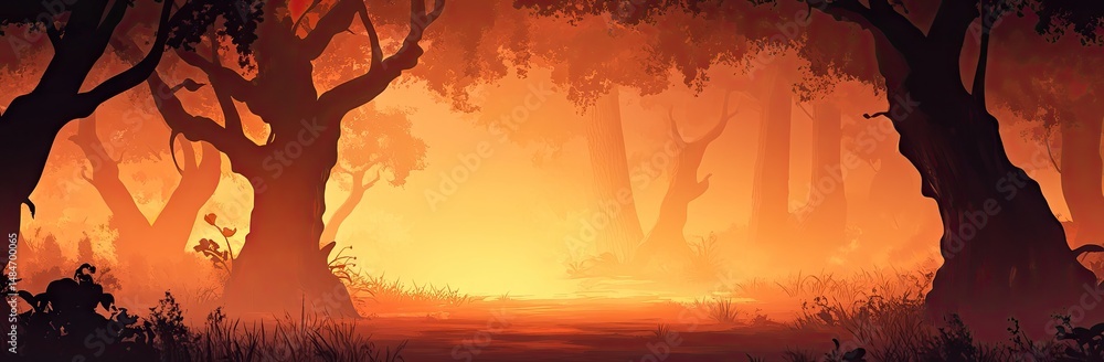 Aufkleber enchanted forest at twilight. with mist weaving through ancient trees. creating a mystical atmospher
