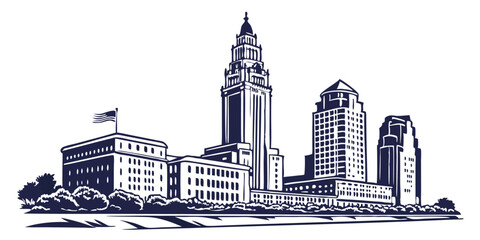 Columbus skyline silhouette in vector.
