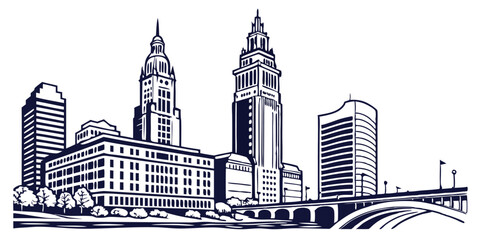 Columbus skyline silhouette. Vector format