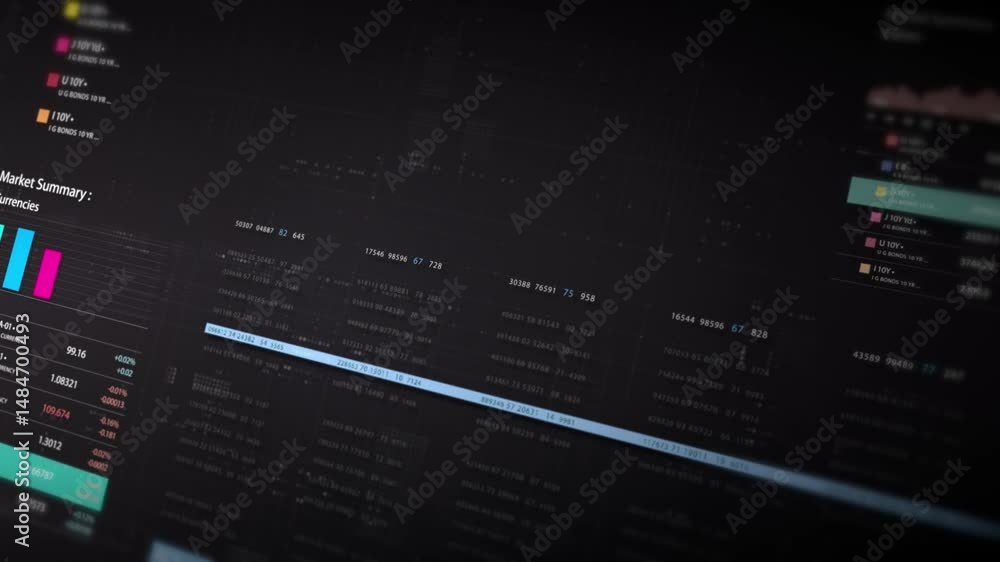 Aufkleber Dynamic data visuals for business info graphics, animated charts, and data-driven insights for a business meeting mock-up. Explore the world of trading, stock exchanges, and crypto