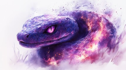 Fiery purple snake, artistic depiction