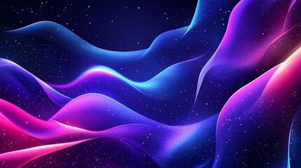 Obraz premium Abstract cosmic waves of light with vibrant gradient and sparkling stars floating in space