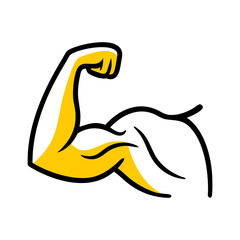 Obraz premium Strong flexed bicep cartoon vector illustration showing muscle power 