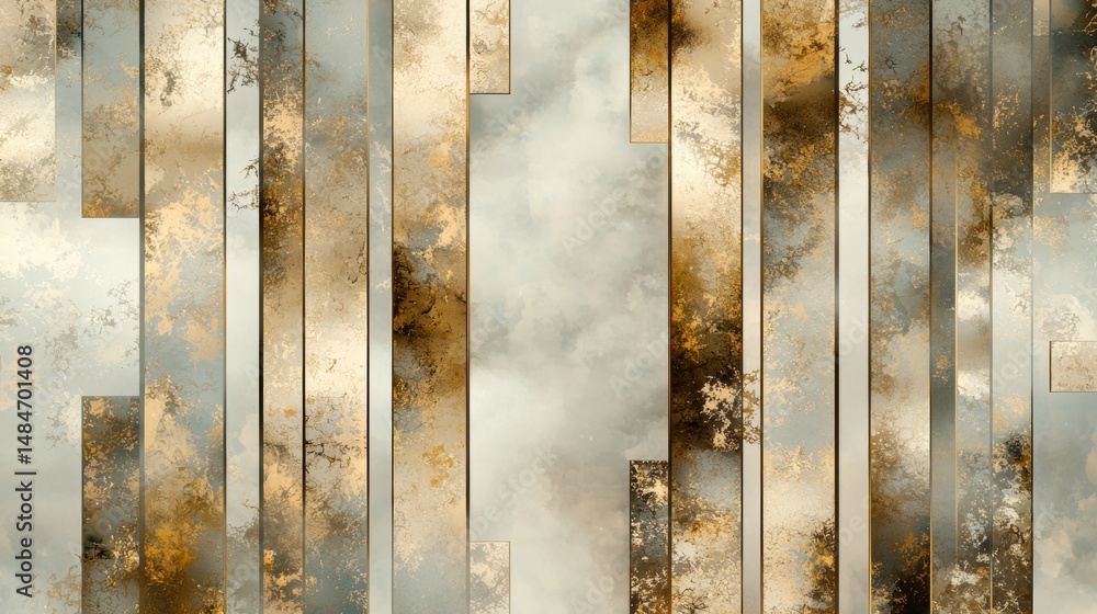 Poster abstract artwork featuring vertical lines and textured patterns