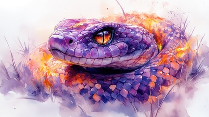 Close-up of a vibrant, colorful snake