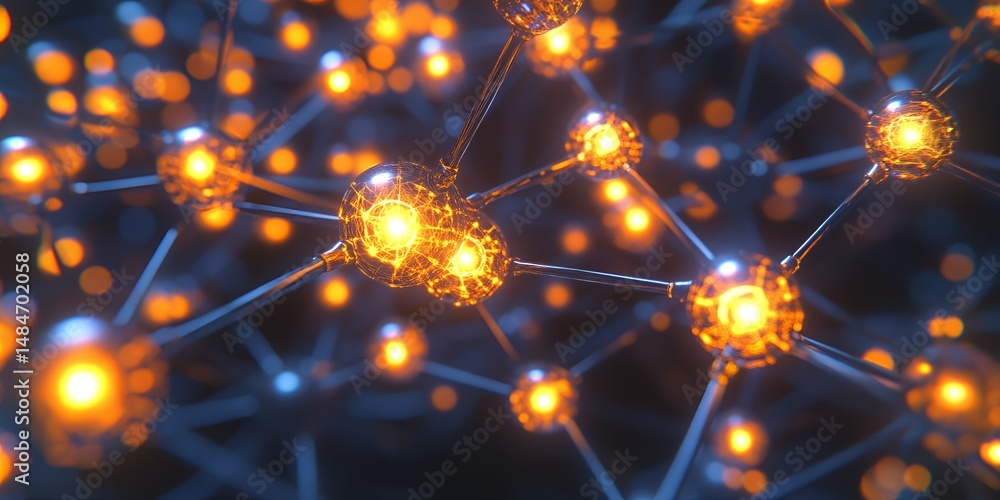 Poster illuminated molecular structure network abstract background a detailed 3d rendering of a glowing net