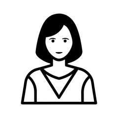 Female Avatar Icon Outline Style Vector Illustration

