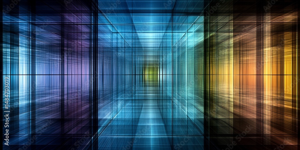 Poster abstract colorful grid pattern digital art background image representing innovation technology netwo