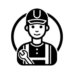 Mechanic Holding Wrench Icon for Repair and Maintenance Services Vector Illustration
