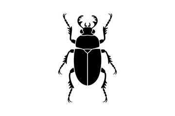Stag Beetle Silhouette Icon Insect Vector Illustration

